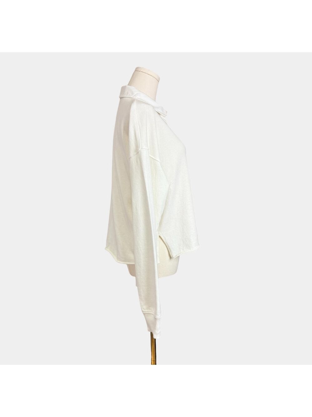 Aerie Collared Sweatshirt White Longsleeves, Casual Top, Sz XS - Picture 3 of 16